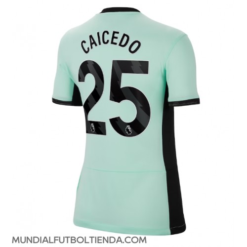 Camiseta Chelsea Moises Caicedo #25 Tercera Equipación Replica 2023-24 para mujer mangas cortas